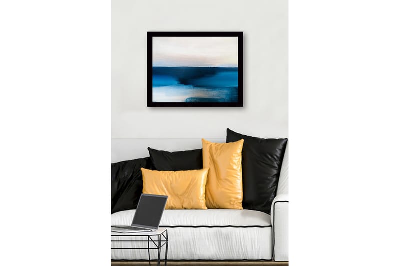 Kehystetty puukangas - 41x56 cm - Abstrakti maisema sinisillä sävyillä - Tummansininen / Vaaleansininen / Valkoinen - Sisustustuotteet - Taulu & taide