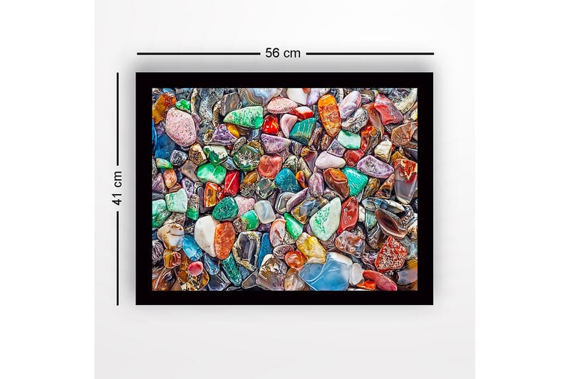 Kehystetty puutaulu canvasille - 41x56 cm - Värikkäitä jalokiviä rikkaassa muotojen ja sävyjen mosaiikissa - Vihreä / Punainen / Sininen - Sisustustuotteet - Taulu & taide