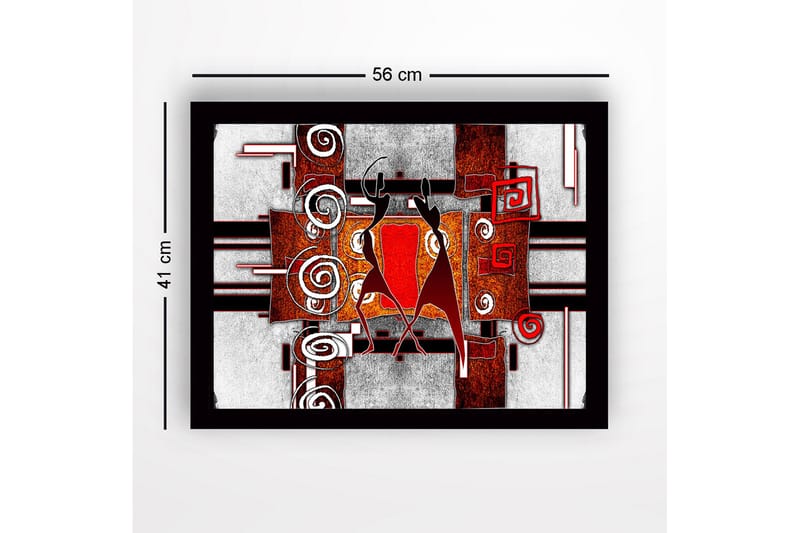 Kehystetty puukangas - 41x56 cm - Abstrakti sommitelma kahdella tanssivalla hahmolla - Punainen / Musta / Valkoinen - Sisustustuotteet - Taulu & taide