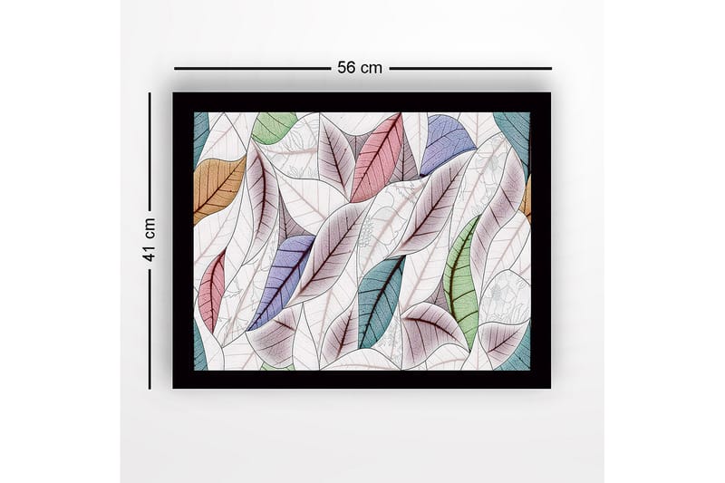Kehystetty puupohja - 41x56 cm - Värikkäät lehdet harmonisessa sommitelmassa - Vihreä / Vaaleanpunainen / Sininen - Sisustustuotteet - Taulu & taide