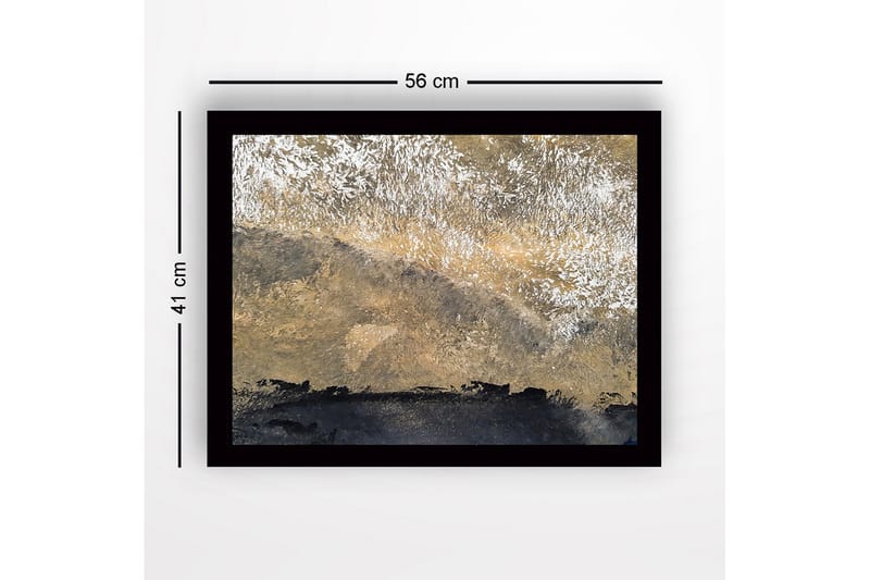 Kehystetty puukangas - 41x56 cm - Abstrakti maisema kultaisilla ja mustilla sävyillä - Kulta / Musta - Sisustustuotteet - Taulu & taide