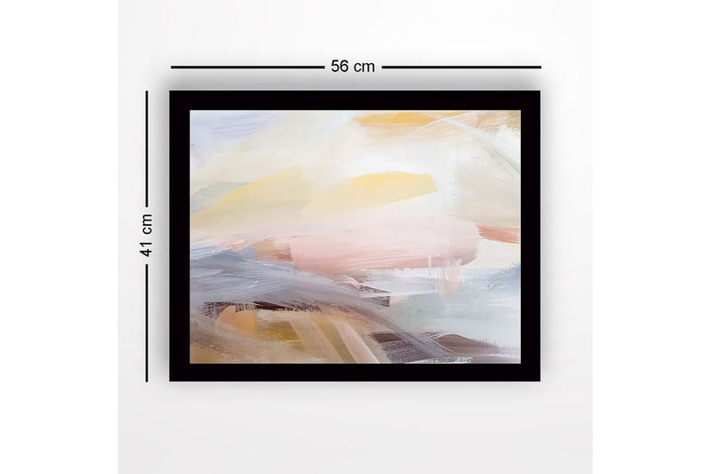 Kehystetty puukangas - 41x56 cm - Abstrakti sommitelma pehmeillä värisiirtymillä - Vaaleankeltainen / Vaaleanpunainen / Vaaleansininen - Sisustustuotteet - Taulu & taide