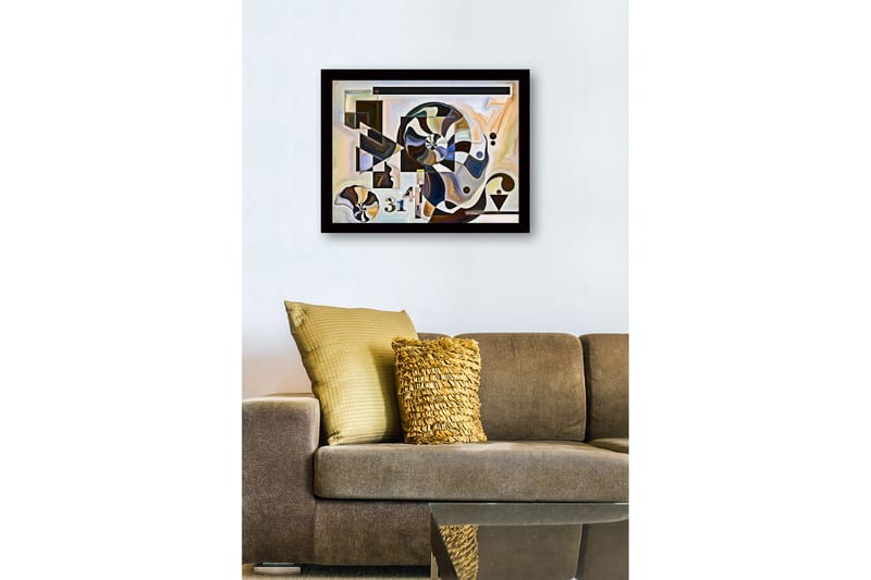 Kehystetty puupohjainen canvas - 41x56 cm - Abstrakti sommitelma spiraaleilla ja geometrisilla muodoilla - Musta / Valkoinen / Ruskea - Sisustustuotteet - Taulu & taide