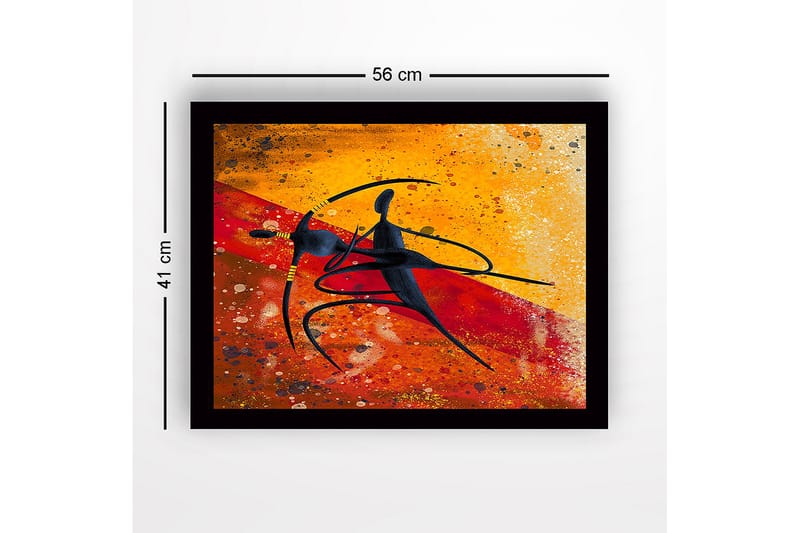 Kehystetty puutaulu canvasille - 41x56 cm - Tanssiva pari abstraktissa tyylissä - Kulta / Punainen / Musta - Sisustustuotteet - Taulu & taide