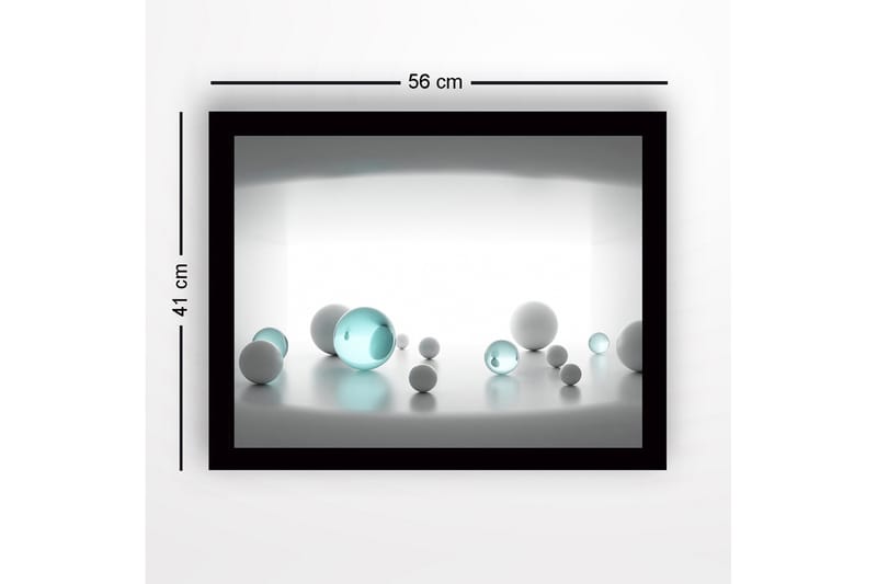 Kehystetty puukangas - 41x56 cm - Abstrakti sommitelma erikokoisista pallomaisista muodoista - Valkoinen / Vaaleansininen - Sisustustuotteet - Taulu & taide