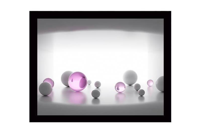 Kehystetty puukangas - 41x56 cm - Abstrakti sommitelma erikokoisista pallomaisista muodoista - Valkoinen / violetti - Sisustustuotteet - Taulu & taide