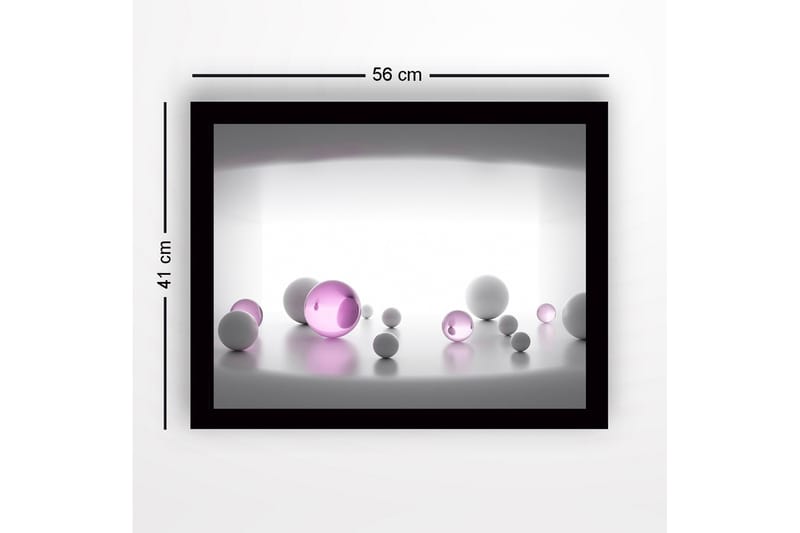 Kehystetty puukangas - 41x56 cm - Abstrakti sommitelma erikokoisista pallomaisista muodoista - Valkoinen / violetti - Sisustustuotteet - Taulu & taide