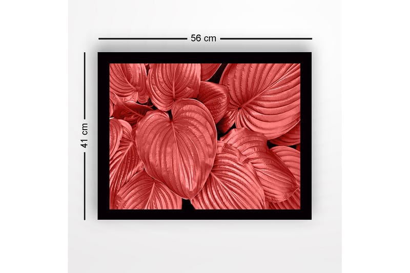 Kehystetty puutaulu canvasille - 41x56 cm - Värikkäitä lehtiä eri punaisen sävyissä - Punainen / Musta - Sisustustuotteet - Taulu & taide