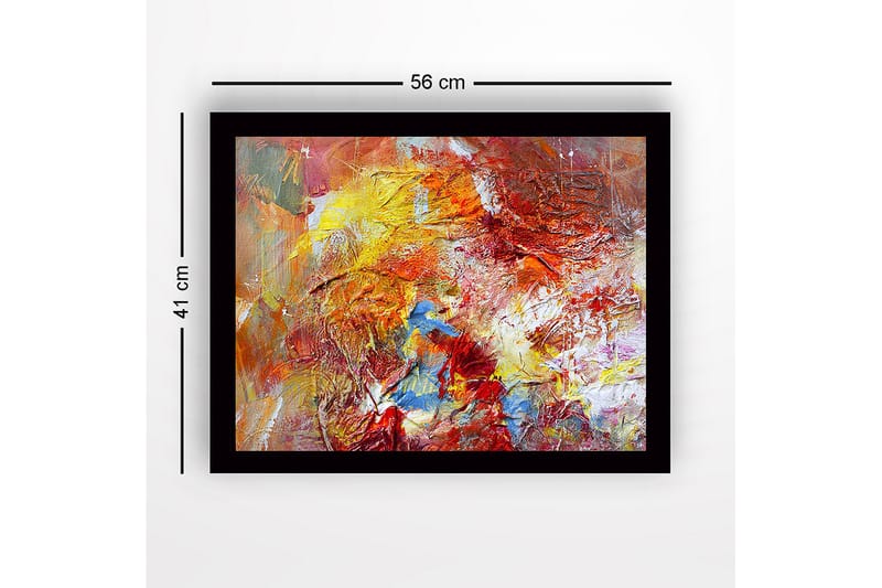 Kehystetty puukangas - 41x56 cm - Värikäs abstrakti sommitelma dynaamisilla muodoilla - Punainen / Keltainen / Sininen - Sisustustuotteet - Taulu & taide