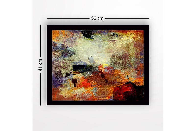 Kehystetty puukangas - 41x56 cm - Abstrakti sommitelma värillisillä muodoilla ja tekstuureilla - Punainen / Oranssi / Sininen - Sisustustuotteet - Taulu & taide