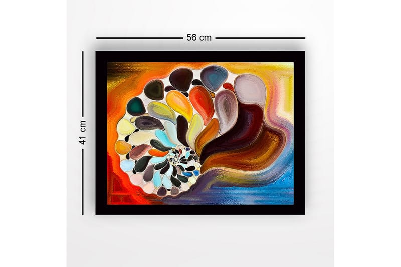 Kehystetty puupohjainen canvas - 41x56 cm - Värikäs simpukka abstrakteilla muodoilla - Oranssi / Ruskea / Valkoinen - Sisustustuotteet - Taulu & taide