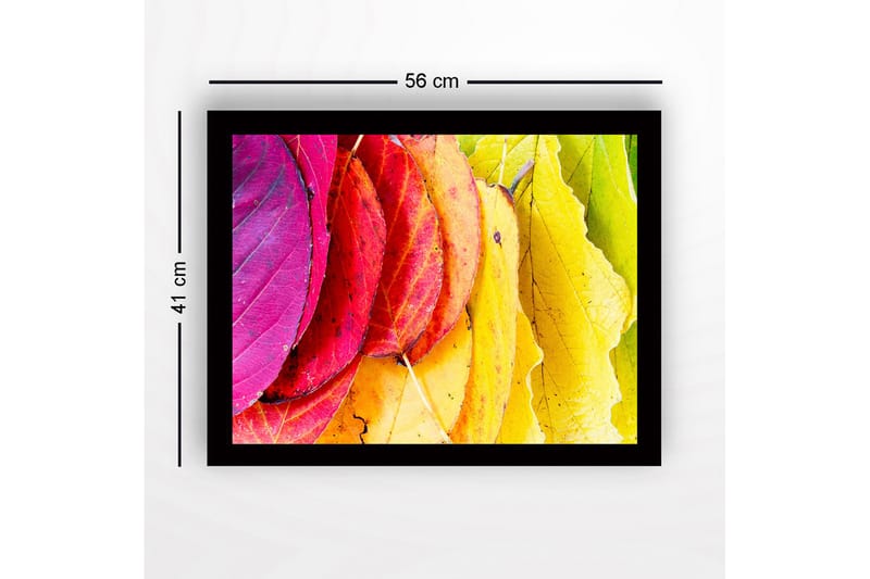 Kehystetty puutaulu canvasille - 41x56 cm - Värikkäät syksyn lehdet eri sävyissä - Vaaleanpunainen / Punainen / Keltainen - Sisustustuotteet - Taulu & taide