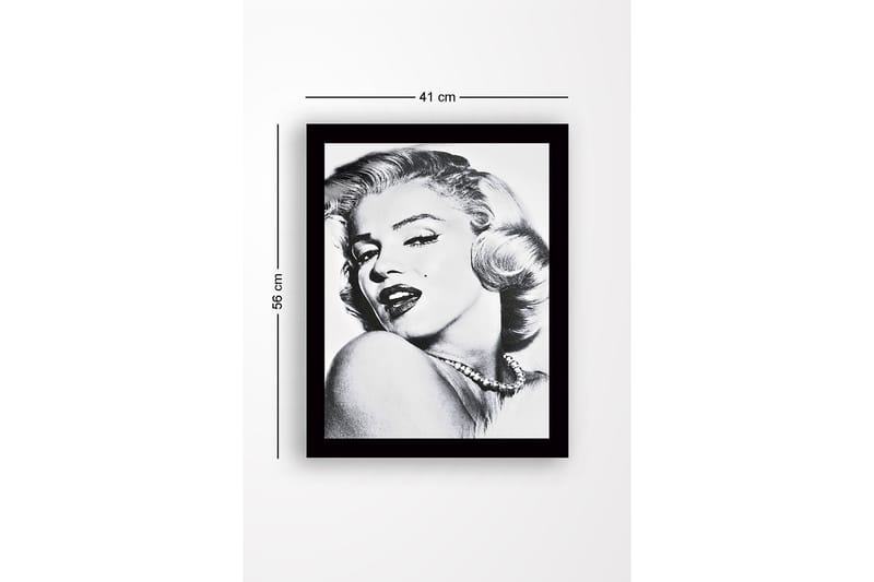 Kehystetty puutaulu canvasille - 41x56 cm - Muotokuva lumoavasta naisesta viettelevällä ilmeellä - Musta / Valkoinen / Harmaa - Sisustustuotteet - Taulu & taide