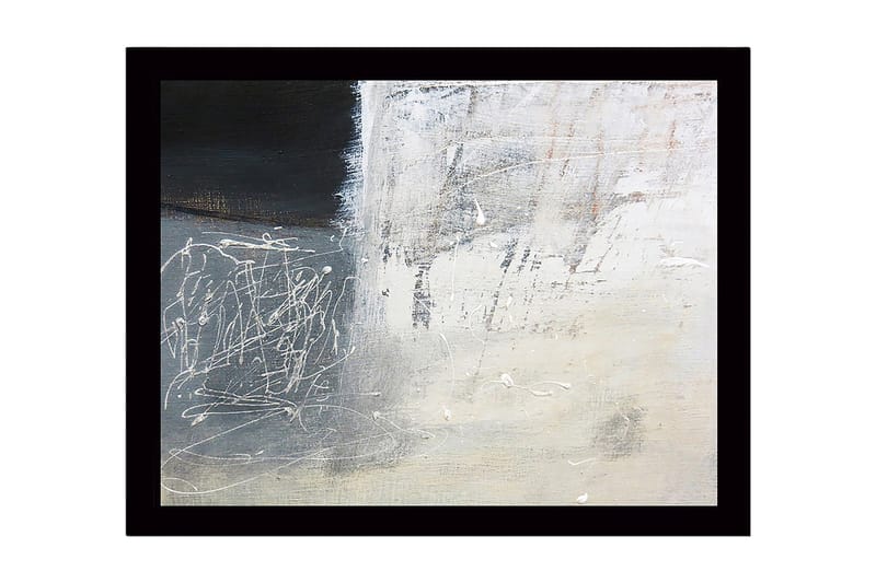 Kehystetty puukangas - 41x56 cm - Abstrakti sommitelma mustavalkoisilla sävyillä, Musta / Valkoinen / Harmaa
