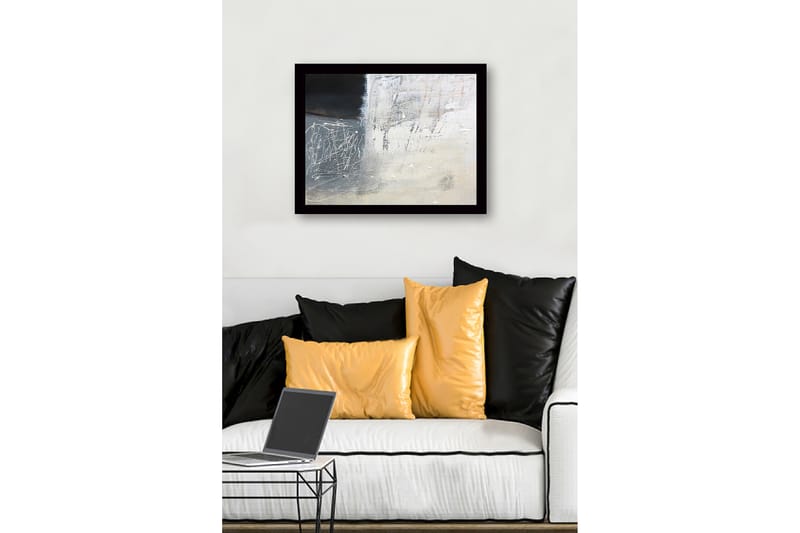 Kehystetty puukangas - 41x56 cm - Abstrakti sommitelma mustavalkoisilla sävyillä - Musta / Valkoinen / Harmaa - Sisustustuotteet - Taulu & taide