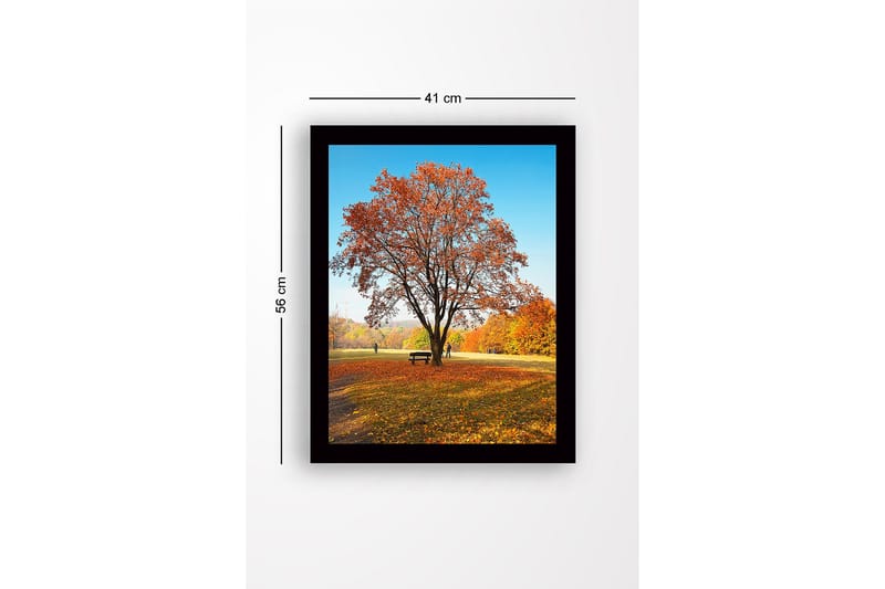 Kehystetty puutaulu canvasille - 41x56 cm - Majesteettinen syksyinen puu värikkäillä lehdillä - Oranssi / Keltainen / Ruskea - Sisustustuotteet - Taulu & taide