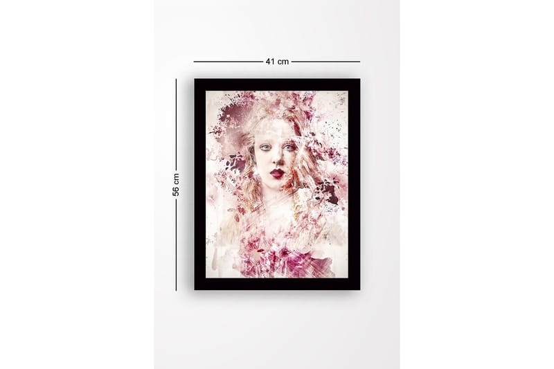 Kehystetty puucanvas - 41x56 cm - Abstrakti muotokuva naisesta pehmeillä värisiirtymillä - Vaaleanpunainen / Beige / Burgundi - Sisustustuotteet - Taulu & taide