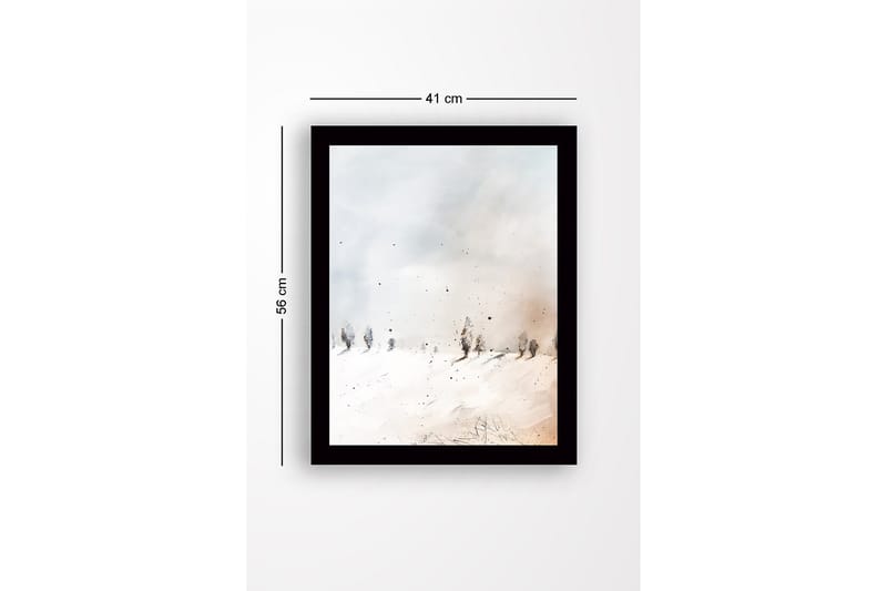 Kehystetty puucanvas - 41x56 cm - Talvimaisema lumipeitteisten puiden kanssa - Valkoinen / Vaaleanharmaa / Beige - Sisustustuotteet - Taulu & taide