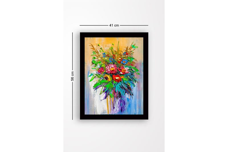 Kehystetty puupohjainen canvas - 41x56 cm - Värikäs kukkakimppu - Vihreä / Punainen / Sininen - Sisustustuotteet - Taulu & taide