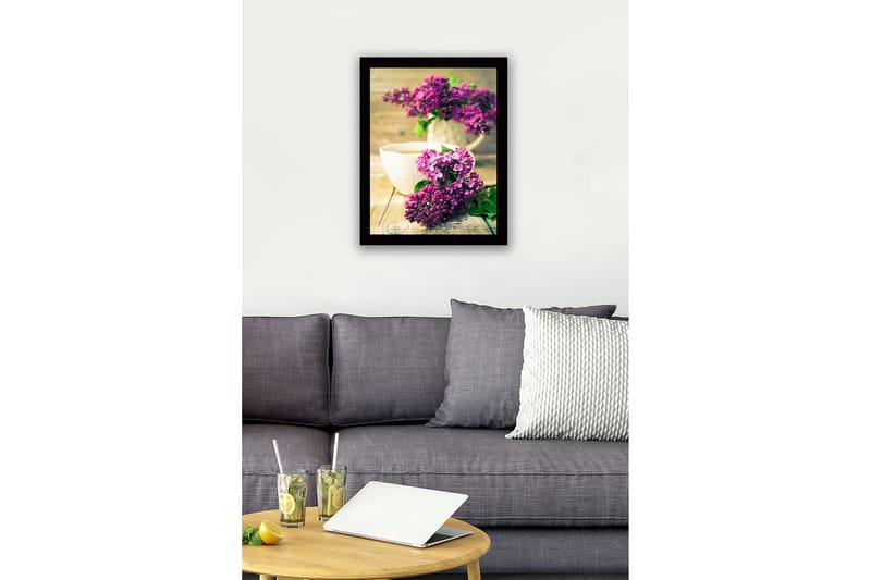 Kehystetty puucanvas - 41x56 cm - Värikäs syreenikimppu - Violetti / Vihreä - Sisustustuotteet - Taulu & taide