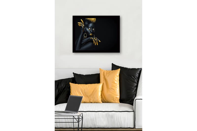 Kehystetty puukangas - 41x56 cm - Musta-kultainen malli dramaattisilla poseerauksilla - Musta / Kulta - Sisustustuotteet - Taulu & taide