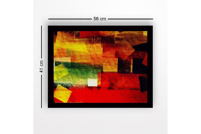 Kehystetty puukangas - 41x56 cm - Abstrakti sommitelma värikkäillä geometrisilla muodoilla - Punainen / Keltainen / Vihreä - Sisustustuotteet - Taulu & taide