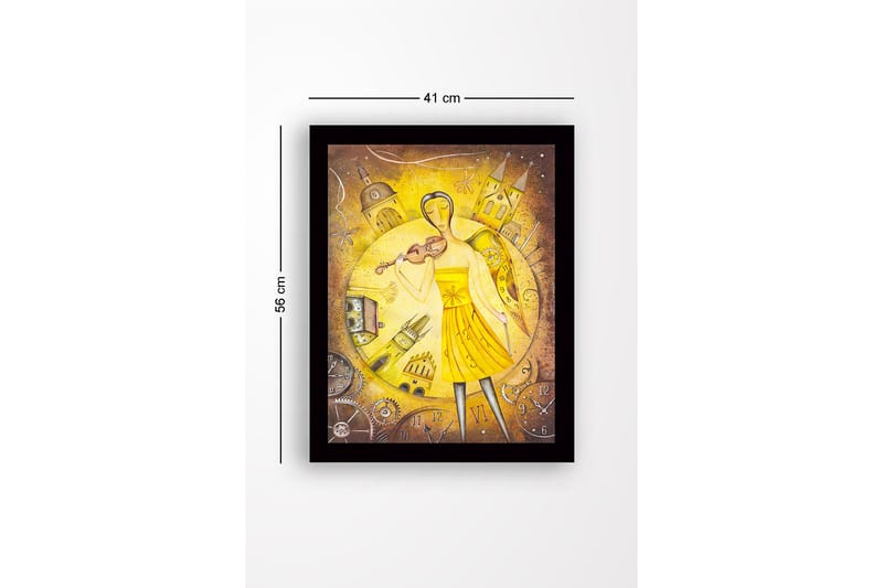 Kehystetty puukangas - 41x56 cm - Muusikko viulun kanssa kultaisessa ympäristössä - Kulta / Keltainen / Ruskea - Sisustustuotteet - Taulu & taide