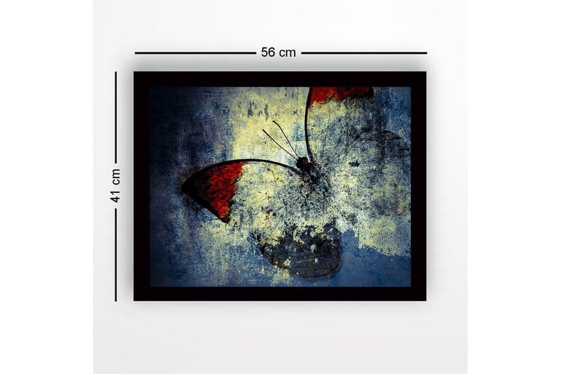 Kehystetty puucanvas - 41x56 cm - Värikäs perhonen punaisilla siivillä - Punainen / Sininen / Keltainen - Sisustustuotteet - Taulu & taide