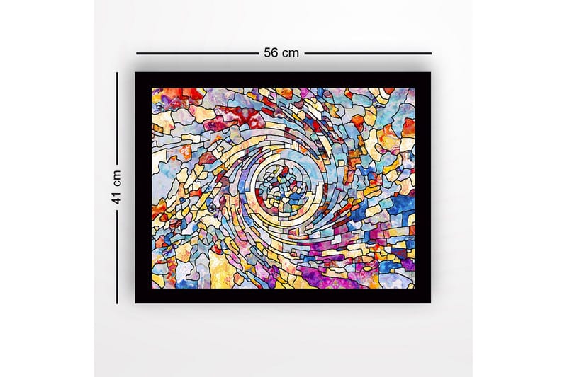 Kehystetty puukangas - 41x56 cm - Värikkäiden mosaiikkifragmenttien spiraalit - Sininen / Punainen / Keltainen - Sisustustuotteet - Taulu & taide
