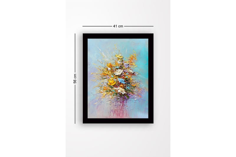 Kehystetty puupohjainen canvas - 41x56 cm - Värikäs kukkakimppu - Keltainen / Oranssi / Violetti - Sisustustuotteet - Taulu & taide