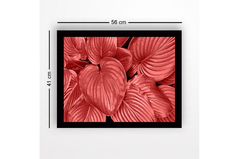 Kehystetty puutaulu canvasille - 41x56 cm - Värikkäitä lehtiä eri punaisen sävyissä - Punainen / Musta - Sisustustuotteet - Taulu & taide