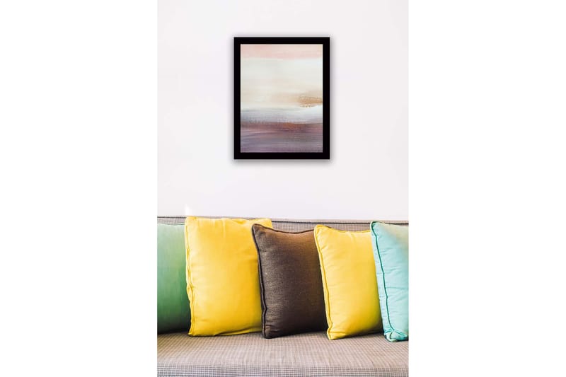 Kehystetty puukangas - 41x56 cm - Pehmeä abstrakti maisemasommitelma hienovaraisilla värisiirtymillä - Vaaleanpunainen / Beige / Violetti - Sisustustuotteet - Taulu & taide