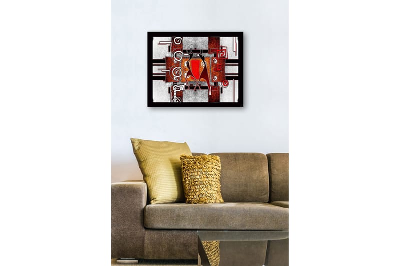 Kehystetty puukangas - 41x56 cm - Abstrakti sommitelma kahdella tanssivalla hahmolla - Punainen / Musta / Valkoinen - Sisustustuotteet - Taulu & taide