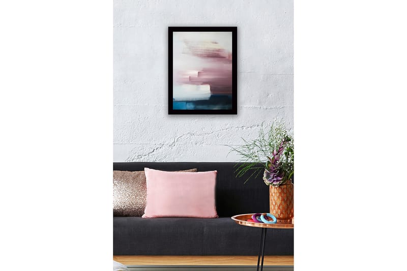 Kehystetty puukangas - 41x56 cm - Abstrakti sommitelma pehmeillä värisiirtymillä - Vaaleansininen / Vaaleanpunainen / Tummansininen - Sisustustuotteet - Taulu & taide