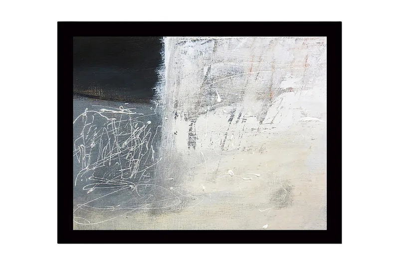 Kehystetty puukangas - 41x56 cm - Abstrakti sommitelma mustavalkoisilla sävyillä, Musta / Valkoinen / Harmaa