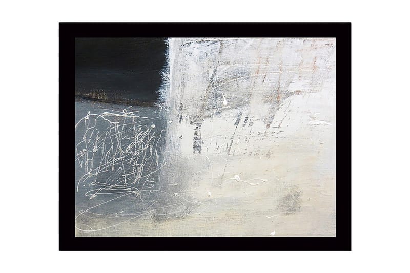 Kehystetty puukangas - 41x56 cm - Abstrakti sommitelma mustavalkoisilla sävyillä, Musta / Valkoinen / Harmaa