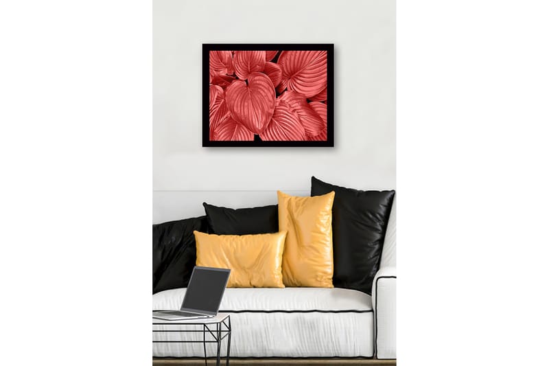 Kehystetty puutaulu canvasille - 41x56 cm - Värikkäitä lehtiä eri punaisen sävyissä - Punainen / Musta - Sisustustuotteet - Taulu & taide