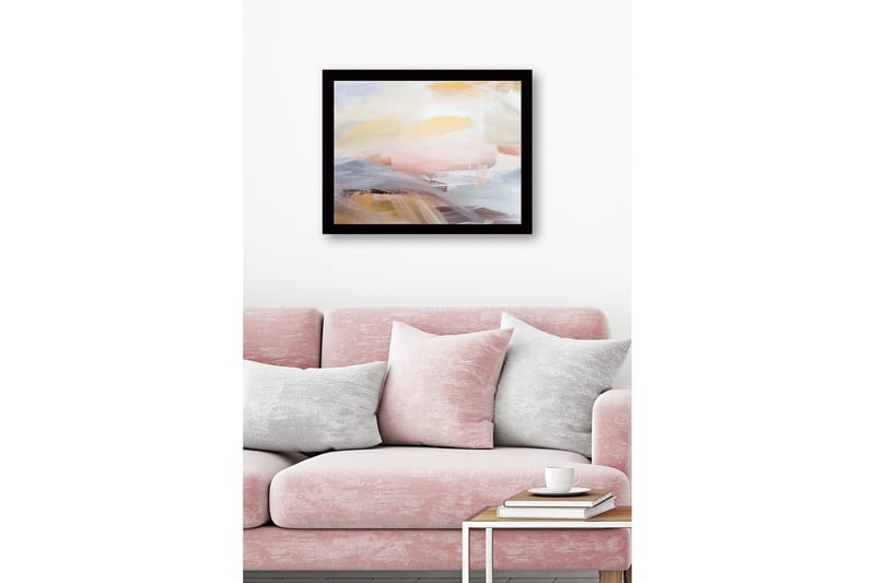 Kehystetty puukangas - 41x56 cm - Abstrakti sommitelma pehmeillä värisiirtymillä - Vaaleankeltainen / Vaaleanpunainen / Vaaleansininen - Sisustustuotteet - Taulu & taide