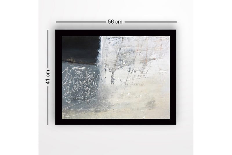 Kehystetty puukangas - 41x56 cm - Abstrakti sommitelma mustavalkoisilla sävyillä - Musta / Valkoinen / Harmaa - Sisustustuotteet - Taulu & taide