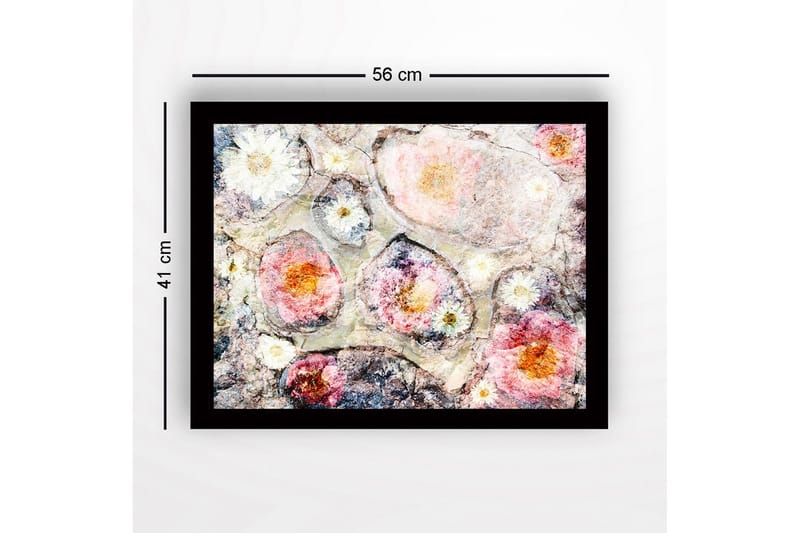 Kehystetty puukangas - 41x56 cm - Abstrakti sommitelma pehmeillä kukilla - Vaaleanpunainen / Valkoinen / Harmaa - Sisustustuotteet - Taulu & taide