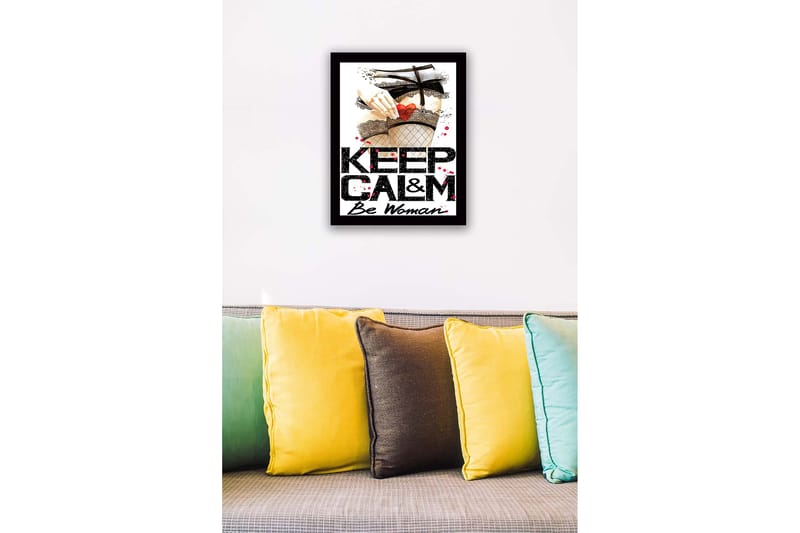 Kehystetty puutaulu canvasille - 41x56 cm - Provosoiva aihe, jossa käsi pitelee sydäntä sukkahousuissa - Punainen / Musta / Beige - Sisustustuotteet - Taulu & taide