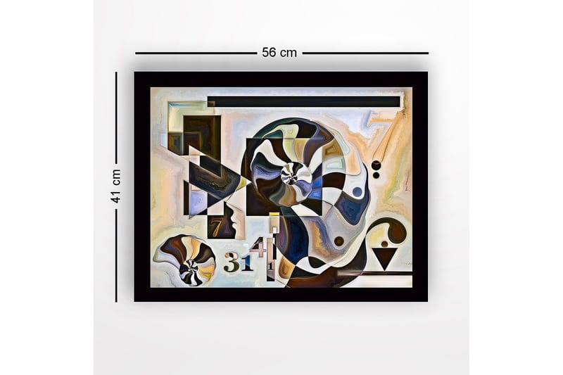 Kehystetty puupohjainen canvas - 41x56 cm - Abstrakti sommitelma spiraaleilla ja geometrisilla muodoilla - Musta / Valkoinen / Ruskea - Sisustustuotteet - Taulu & taide