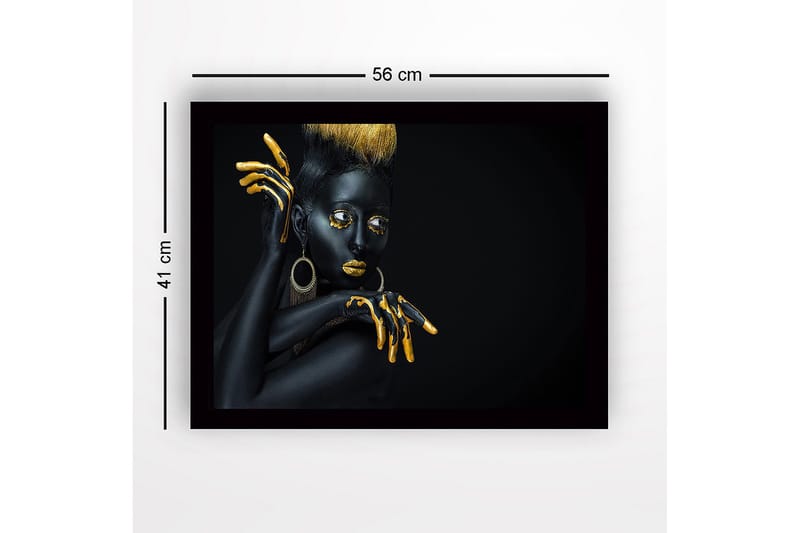 Kehystetty puukangas - 41x56 cm - Musta-kultainen malli dramaattisilla poseerauksilla - Musta / Kulta - Sisustustuotteet - Taulu & taide