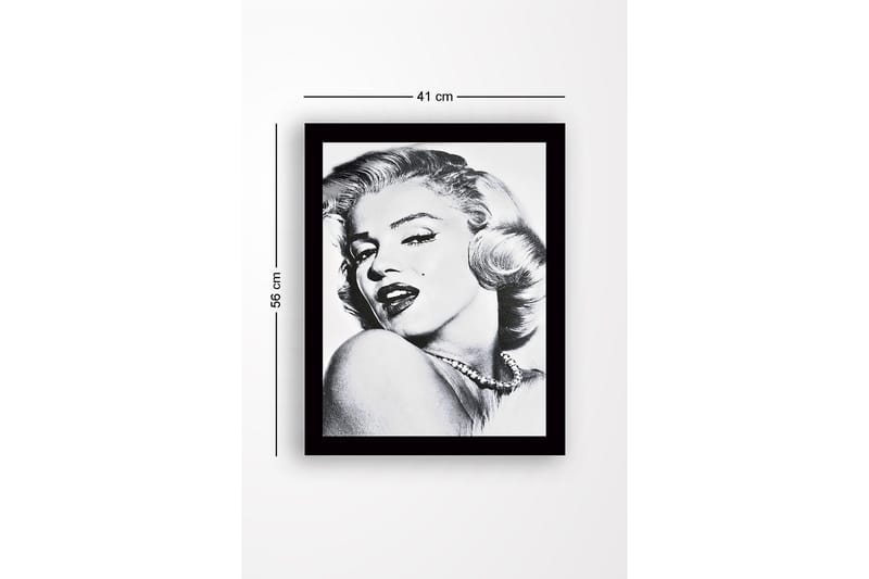Kehystetty puutaulu canvasille - 41x56 cm - Muotokuva lumoavasta naisesta viettelevällä ilmeellä - Musta / Valkoinen / Harmaa - Sisustustuotteet - Taulu & taide