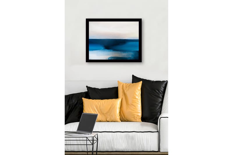 Kehystetty puukangas - 41x56 cm - Abstrakti maisema sinisillä sävyillä - Tummansininen / Vaaleansininen / Valkoinen - Sisustustuotteet - Taulu & taide