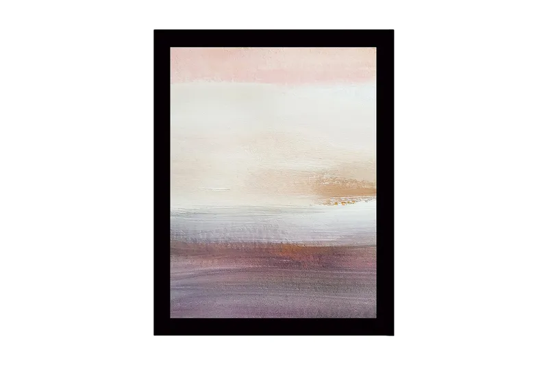 Kehystetty puukangas - 41x56 cm - Pehmeä abstrakti maisemasommitelma hienovaraisilla värisiirtymillä, Vaaleanpunainen / Beige / Violetti