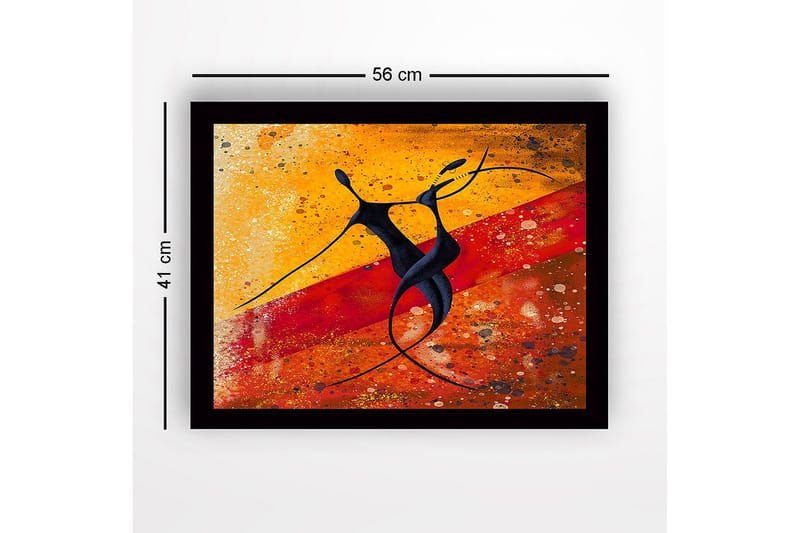 Kehystetty puutaulu canvasille - 41x56 cm - Tanssiva pari abstraktissa tyylissä - Musta / Oranssi / Keltainen - Sisustustuotteet - Taulu & taide