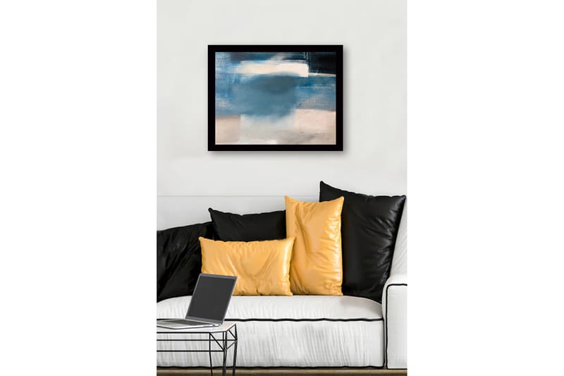 Kehystetty puukangas - 41x56 cm - Abstrakti sommitelma pehmeillä sinisillä sävyillä - Sininen / Vaaleanharmaa / Valkoinen - Sisustustuotteet - Taulu & taide
