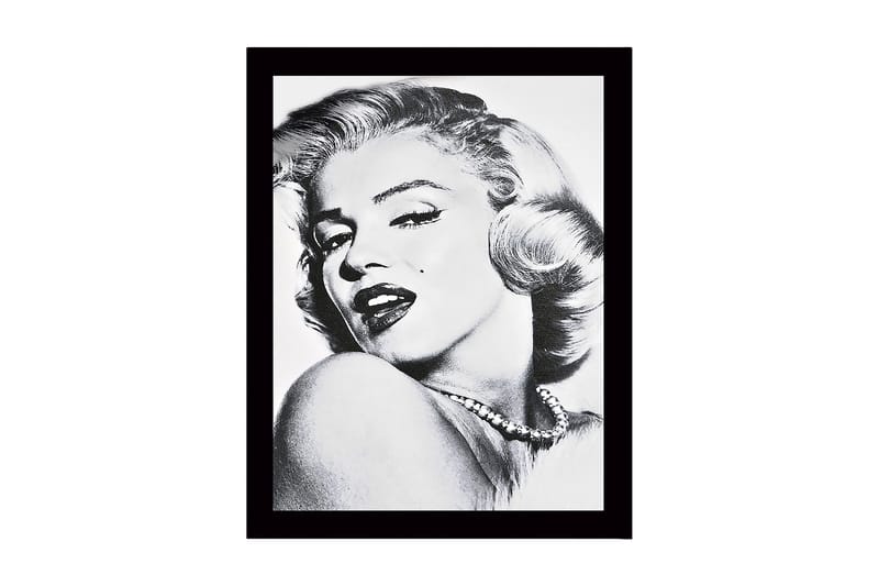 Kehystetty puutaulu canvasille - 41x56 cm - Muotokuva lumoavasta naisesta viettelevällä ilmeellä, Musta / Valkoinen / Harmaa