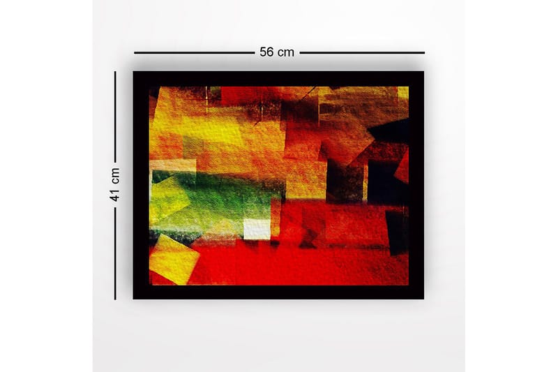 Kehystetty puukangas - 41x56 cm - Abstrakti sommitelma värikkäillä geometrisilla muodoilla - Punainen / Keltainen / Vihreä - Sisustustuotteet - Taulu & taide
